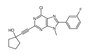 1-{2-[6-chloro-8-(3-fluorophenyl)-9-methyl-9H-2-purinyl]-1-ethynyl}-1-cyclopentanol Structure