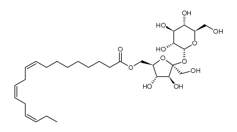 6-O-[(9Z,12Z,15Z)-octadeca-9,12,15-trienoyl]-β-D-fructofuranosyl-(2->1)-α-D-glucopyranoside结构式