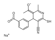 sodium,(1E)-1-[5-cyano-2-methyl-4-(3-nitrophenyl)-6-sulfanyl-4H-pyridin-3-ylidene]ethanolate Structure