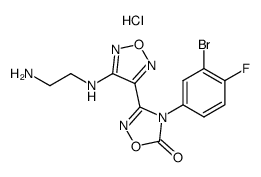 1,2,4-Oxadiazol-5(4H)-one, 3-[4-[(2-aminoethyl)amino]-1,2,5-oxadiazol-3-yl]-4-(3-bromo-4-fluorophenyl)-, hydrochloride (1:1) structure