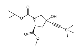 (2S)-1-tert-butyl 2-methyl 4-hydroxy-4-((trimethylsilyl)ethynyl)pyrrolidine-1,2-dicarboxylate Structure