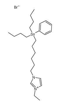 1-(6-(dibutyl(phenyl)stannyl)hexyl)-3-ethyl-1H-imidazol-3-ium bromide结构式