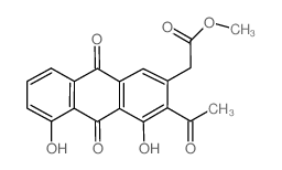 2-Anthraceneacetic acid, 3-acetyl-9,10-dihydro-4,5-dihydroxy-9,10-dioxo-, methyl ester (en) Structure