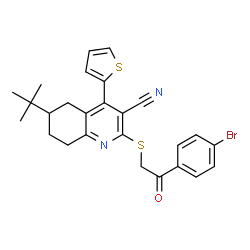 2-{[2-(4-bromophenyl)-2-oxoethyl]sulfanyl}-6-tert-butyl-4-(2-thienyl)-5,6,7,8-tetrahydro-3-quinolinecarbonitrile结构式