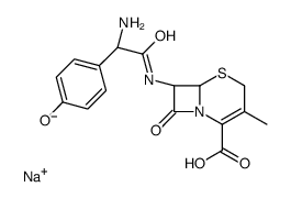 sodium [6R-[6α,7β(R*)]]-7-[amino(4-hydroxyphenyl)acetamido]-3-methyl-8-oxo-5-thia-1-azabicyclo[4.2.0]oct-2-ene-2-carboxylate structure