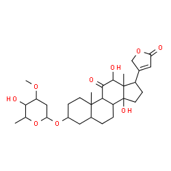 3β-[(3-O-Methyl-2,6-dideoxy-β-D-xylo-hexopyranosyl)oxy]-12β,14-dihydroxy-11-oxo-5β-card-20(22)-enolide结构式