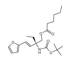 (2R)-tert-butoxycarbonylamino-2-ethyl-1-n-hexanoyloxy-4-(furan-2-yl)-3-butene Structure