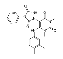 6-(3,4-dimethyl-anilino)-5-(3,5-dioxo-4-phenyl-[1,2,4]triazolidin-1-yl)-1,3-dimethyl-1H-pyrimidine-2,4-dione结构式