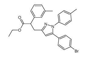 3-[5-(4-bromo-phenyl)-1-p-tolyl-1H-pyrazol-3-yl]-2-m-tolyl-propionic acid ethyl ester Structure