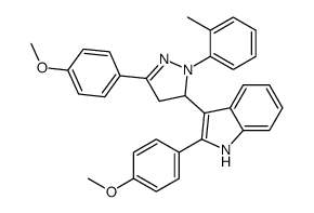 2-(4-methoxyphenyl)-3-[5-(4-methoxyphenyl)-2-(2-methylphenyl)-3,4-dihydropyrazol-3-yl]-1H-indole Structure