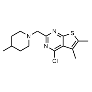 4-Chloro-5,6-dimethyl-2-((4-methylpiperidin-1-yl)methyl)thieno[2,3-d]pyrimidine Structure