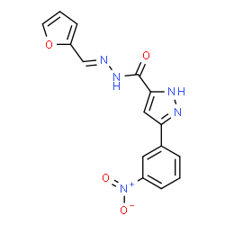 N'-[(E)-furan-2-ylmethylidene]-3-(3-nitrophenyl)-1H-pyrazole-5-carbohydrazide结构式