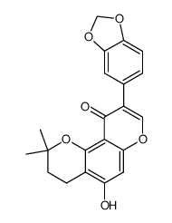 9-(1,3-Benzodioxol-5-yl)-3,4-dihydro-5-hydroxy-2,2-dimethyl-2H,10H-benzo[1,2-b:3,4-b']dipyran-10-one Structure