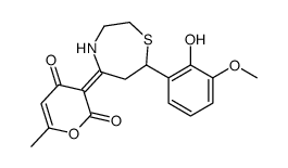 (3E)-3-[7-(2-hydroxy-3-methoxyphenyl)-1,4-thiazepan-5-ylidene]-6-methylpyran-2,4-dione Structure