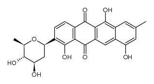 1,6,10-Trihydroxy-2-(2,6-dideoxy-β-D-arabino-hexopyranosyl)-8-methylnaphthacene-5,12-dione Structure