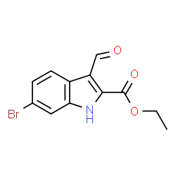 1H-INDOLE-2-CARBOXYLIC ACID,6-BROMO-3-FORMYL-,ETHYL ESTER structure