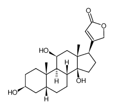 3β,11β,14-trihydroxy-5β,14β-card-20(22)-enolide结构式