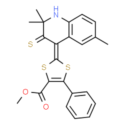 methyl 5-phenyl-2-(2,2,6-trimethyl-3-thioxo-2,3-dihydro-4(1H)-quinolinylidene)-1,3-dithiole-4-carboxylate结构式