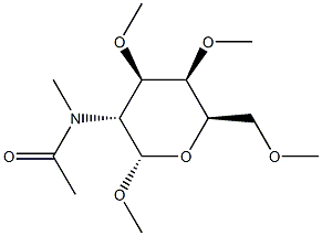 Methyl 2-[acetyl(methyl)amino]-3-O,4-O,6-O-trimethyl-2-deoxy-α-D-galactopyranoside结构式