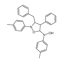 N-(3-benzyl-4-phenyl-2-(p-tolyl)isoxazolidin-5-yl)-N-(p-tolyl)hydroxylamine结构式