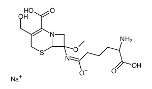 sodium,(6R,7R)-7-[(5-amino-5-carboxypentanoyl)amino]-3-(hydroxymethyl)-7-methoxy-5-thia-1-azabicyclo[4.2.0]oct-2-ene-2-carboxylate结构式