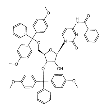 N-(1-((2R,3R,4S,5R)-4-(bis(4-methoxyphenyl)(phenyl)methoxy)-5-((bis(4-methoxyphenyl)(phenyl)methoxy)methyl)-3-hydroxytetrahydrofuran-2-yl)-2-oxo-1,2-dihydropyrimidin-4-yl)benzamide Structure