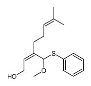 3-[methoxy(phenylsulfanyl)methyl]-7-methylocta-2,6-dien-1-ol结构式