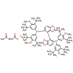 Diacetato{(S)-(+)-5,5'-bis[di(3,5-di-t-butyl-4-methoxyphenyl)phosphino]-4,4'-bi-1,3-benzodioxole}ruthenium(II) Ru(OAc)2[(S)-dtbm-segphos] structure