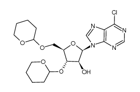 6-chloro-9-(3,5-di-O-(tetrahydro-2-pyranyl)-β-D-arabinofuranosyl)purine Structure