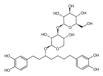 (3R)-1,7-bis-(3,4-dihydroxyphenyl)-3-heptanol 3-O-β-D-glucopyranosyl-(1->3)-β-D-xylopyranoside结构式