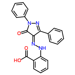 2-[(2E)-2-(5-Oxo-1,3-diphenyl-1,5-dihydro-4H-pyrazol-4-ylidene)hydrazino]benzoic acid Structure