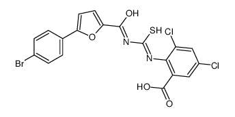 2-[[[[[5-(4-BROMOPHENYL)-2-FURANYL]CARBONYL]AMINO]THIOXOMETHYL]AMINO]-3,5-DICHLORO-BENZOIC ACID picture