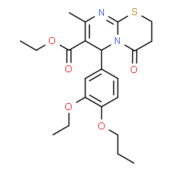 ethyl 6-(3-ethoxy-4-propoxyphenyl)-8-methyl-4-oxo-3,4-dihydro-2H,6H-pyrimido[2,1-b][1,3]thiazine-7-carboxylate Structure