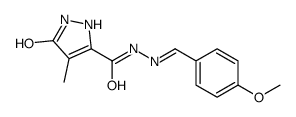 N-[(4-methoxyphenyl)methylideneamino]-4-methyl-5-oxo-1,2-dihydropyrazole-3-carboxamide Structure