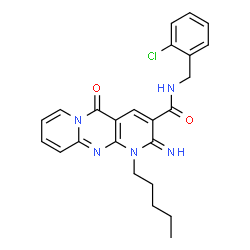 N-(2-chlorobenzyl)-2-imino-5-oxo-1-pentyl-1,5-dihydro-2H-dipyrido[1,2-a:2,3-d]pyrimidine-3-carboxamide structure