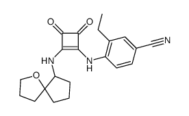 3-Ethyl-4-{[2-(1-oxaspiro[4.4]non-6-ylamino)-3,4-dioxo-1-cyclobut en-1-yl]amino}benzonitrile Structure