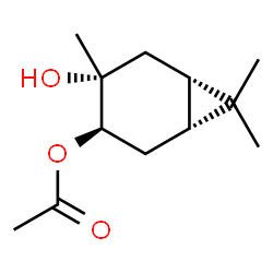 (1alpha,3beta,4alpha,6alpha)-3-hydroxy-3,7,7-trimethylbicyclo[4.1.0]hept-4-yl acetate structure