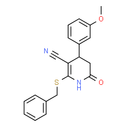 2-(benzylthio)-4-(3-methoxyphenyl)-6-oxo-1,4,5,6-tetrahydropyridine-3-carbonitrile结构式