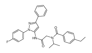 4-ethyl-N-[2-[[2-(4-fluorophenyl)-5-phenylpyrazol-3-yl]amino]-2-oxoethyl]-N-propan-2-ylbenzamide Structure