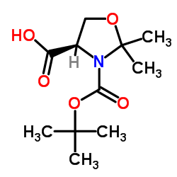 (R)-3-(tert-Butoxycarbonyl)-2,2-dimethyloxazolidine-4-carboxylic acid Structure