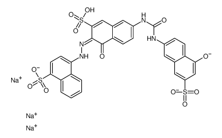 trisodium 4-[[1-hydroxy-6-[[[(5-hydroxy-7-sulphonato-2-naphthyl)amino]carbonyl]amino]-3-sulphonato-2-naphthyl]azo]naphthalene-1-sulphonate Structure