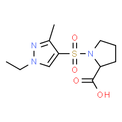 1-[(1-Ethyl-3-methyl-1H-pyrazol-4-yl)sulfonyl]proline结构式