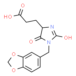 3-[1-(1,3-Benzodioxol-5-ylmethyl)-2,5-dioxoimidazolidin-4-yl]propanoic acid structure