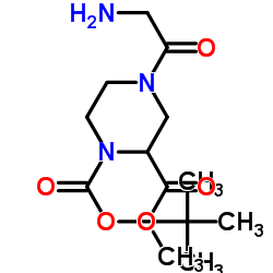 2-Methyl 1-(2-methyl-2-propanyl) 4-glycyl-1,2-piperazinedicarboxylate Structure