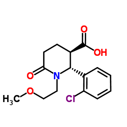 (2R,3R)-2-(2-Chlorophenyl)-1-(2-methoxyethyl)-6-oxo-3-piperidinecarboxylic acid结构式