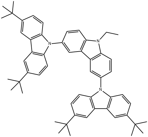 3,3′′,6,6′′-Tetra-tert-butyl-9′-ethyl-9′H-9,3′:6′,9′′-terbenzo[b]indole structure