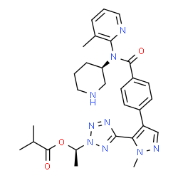 (1R)-1-[5-(1-甲基-4-{4-[(3-甲基吡啶-2-基)] [(3R)-哌啶-3-基]氨基甲酰基]苯基} -1H-吡唑-5 -基)-2H-1,2,3,4-四唑-2-基] 2-甲基丙酸乙酯结构式