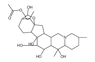 Cevane-3,4,14,15,16,20-hexol, 4,9-epoxy-, 3-acetate, (3beta,4alpha,15a lpha,16beta)- structure