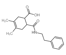 3,4-Dimethyl-6-{[(2-phenylethyl)amino]-carbonyl}cyclohex-3-ene-1-carboxylic acid结构式