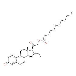 16alpha-ethyl-21-hydroxy-19-norpregn-4-ene-3,20-dione 21-laurate结构式